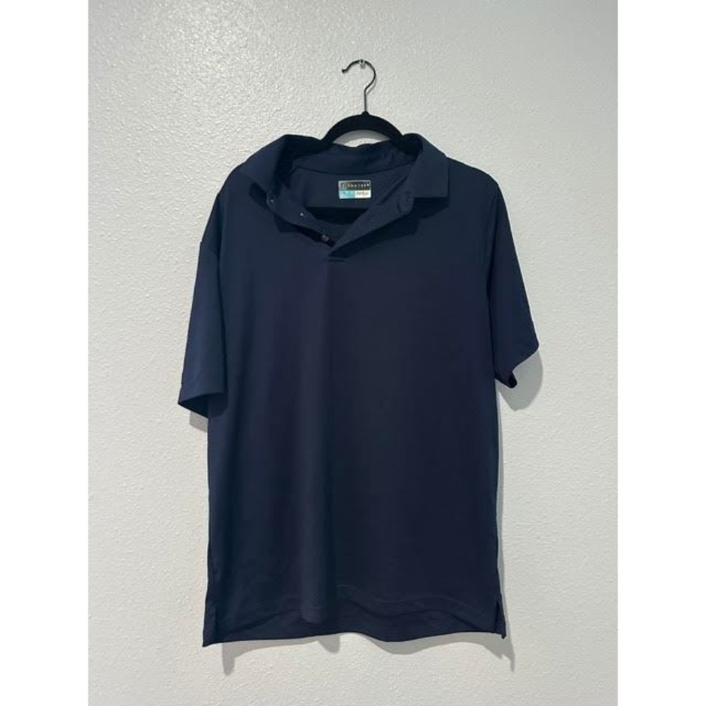 PGA Tour Airflux Mens Large Navy Blue Short Sleeve Golf Polo Shirt Mesh Athletic